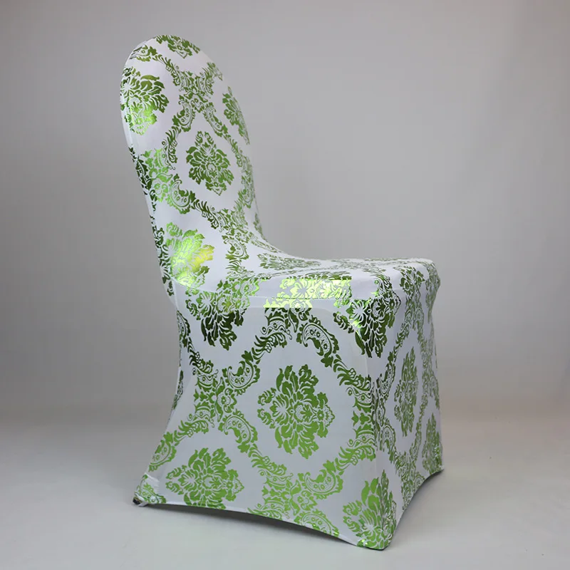 High Quality Fashion Elegant All Inclusive Full Stretch Hot Stamping Print Chair Cover For Hotel Banquet Event Wedding Party
