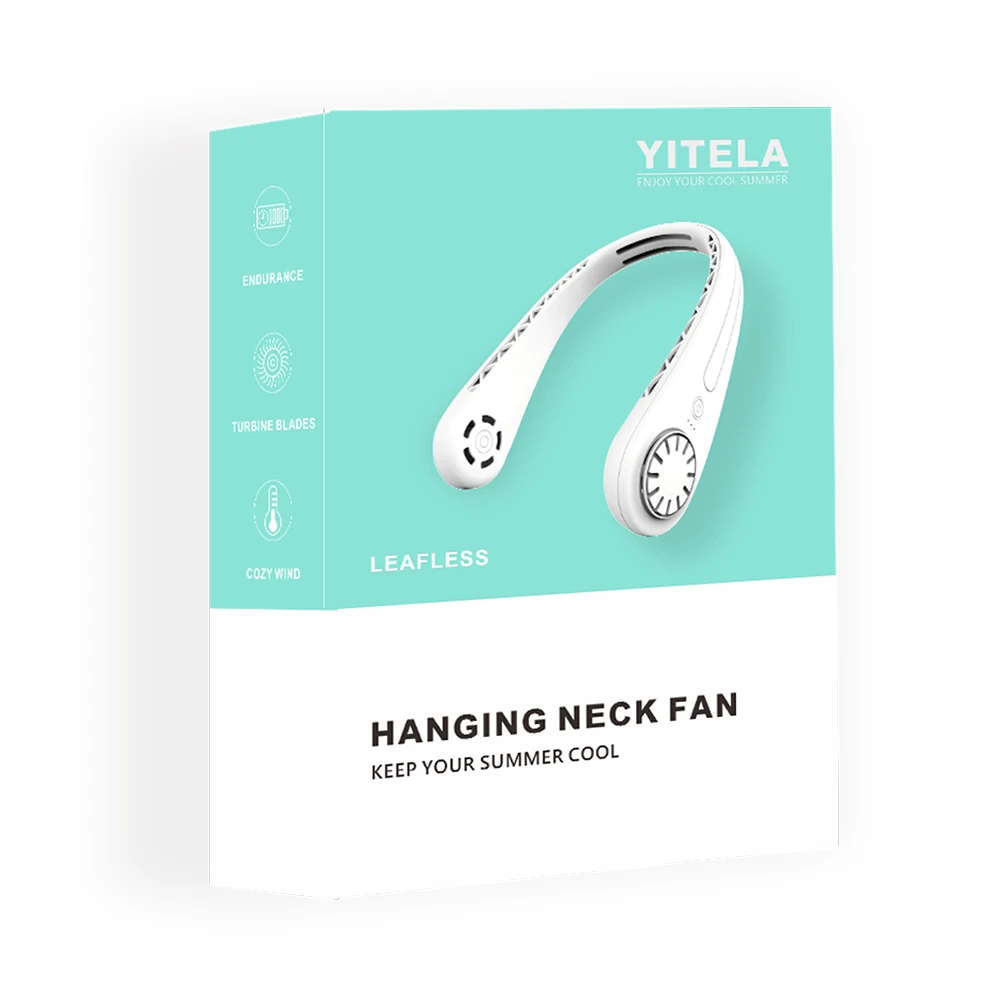 2021 YITELA 1800mAh Travel Mini Summer Leafless Hanging Neck Fan