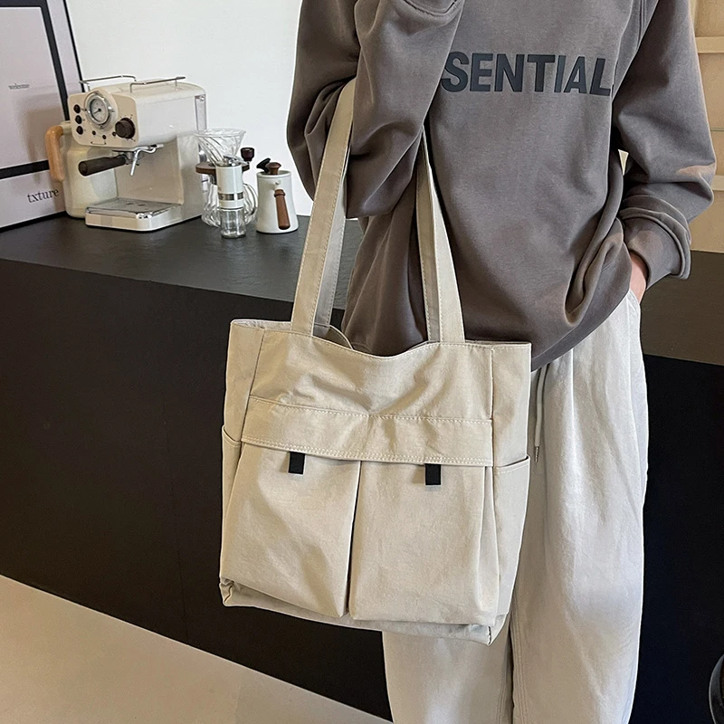 Simple Women Large Capacity Tote Bag Casual Outdoor Travel Shopping Tote Bags Reusable Canvas Handbags