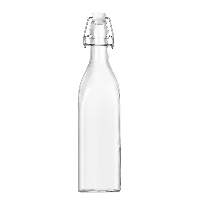 750ml 1000ml Classic Unique Easy Flip Lid Clear Drink Beer Wine Water Bottles Glass Swing Top Bottle with Airtight Stopper Cap