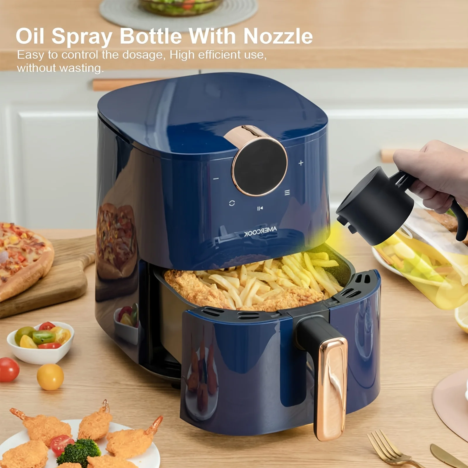 Kitchen 2 in 1 Olive Oil Dispenser 500ml Soy Sauce Vinegar Container Mist Glass Bottle 16oz Baking Oil Sprayer For Cooking