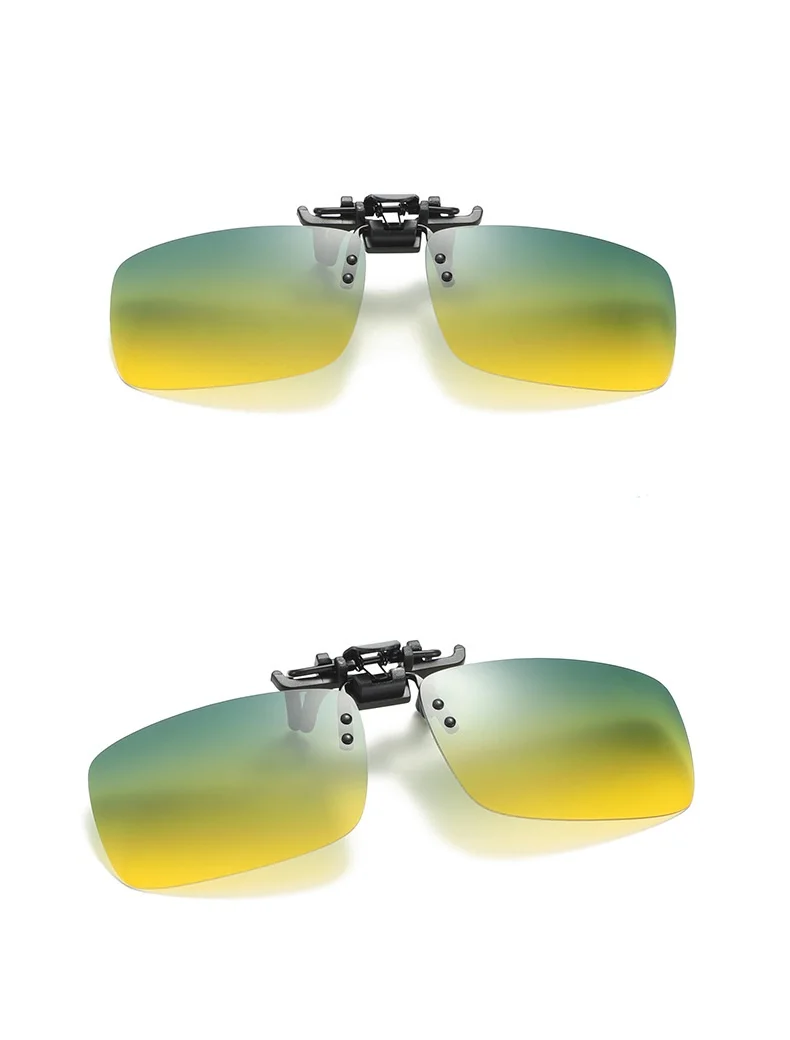 Retro Polarized clip on myopia Glasses yellow Day Night Vision UV400 lens Square/Pilot Flip up sunglasses for men
