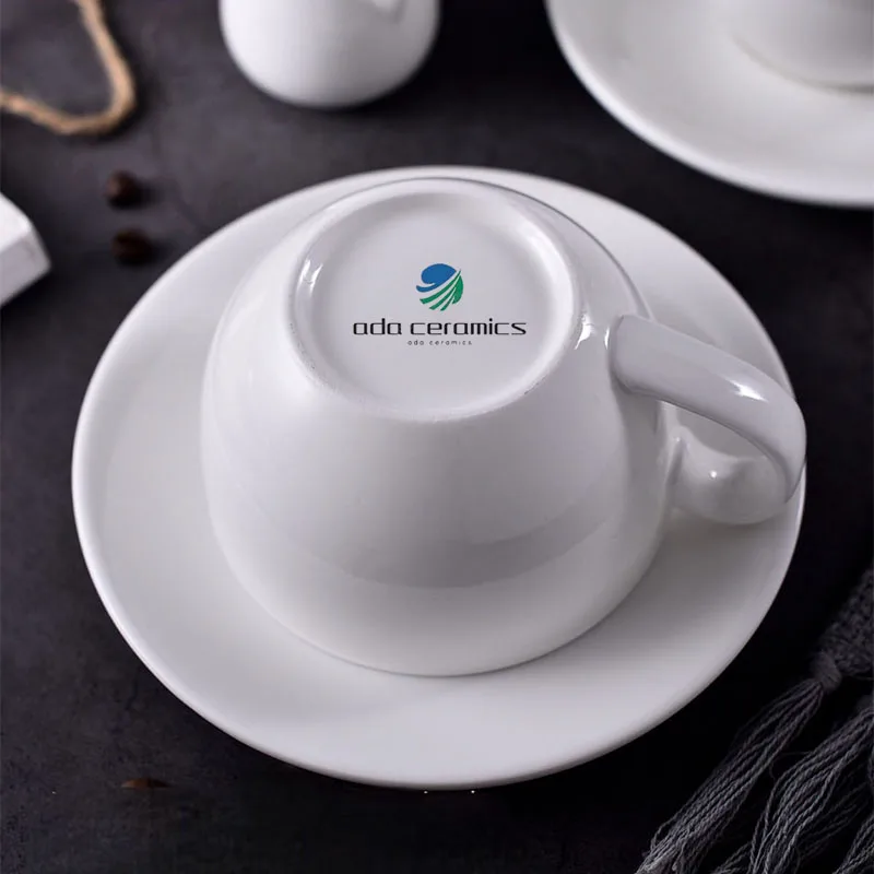 Personalized Logo Sublimate Nordic Italian Sublimation Blank Porcelain 250ml Coffee Mug Ceramic Cappuccino Cup And Saucer
