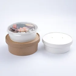 disposable kraft paper bowl paper to go food packaging paper container on sale
