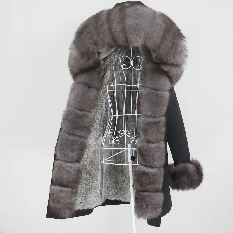 OFTBUY 2024 Waterproof Winter Jacket Women Long Parka Real Rabbit Fur Coat Natural Raccoon Fox Fur Collar Hood Warm Streetwear