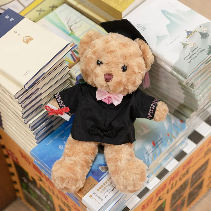 Factory low MOQ Custom size Label style Cute stuffed toy bear Custom logo Cute little teddy bear skin Graduate Doctor Bear