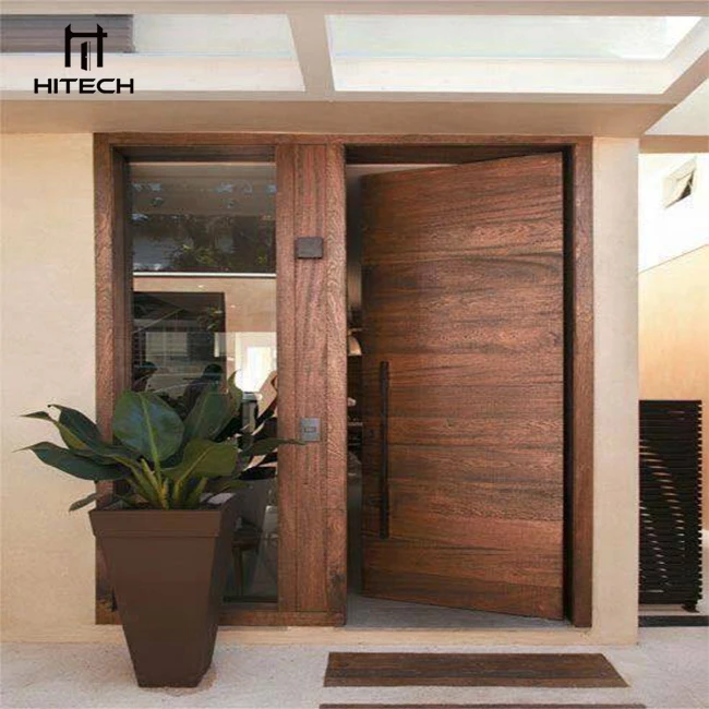 Hitech European style entry doors Modern Design Solid Wood Exterior Main Pivot Wood Entrance Door for Villa