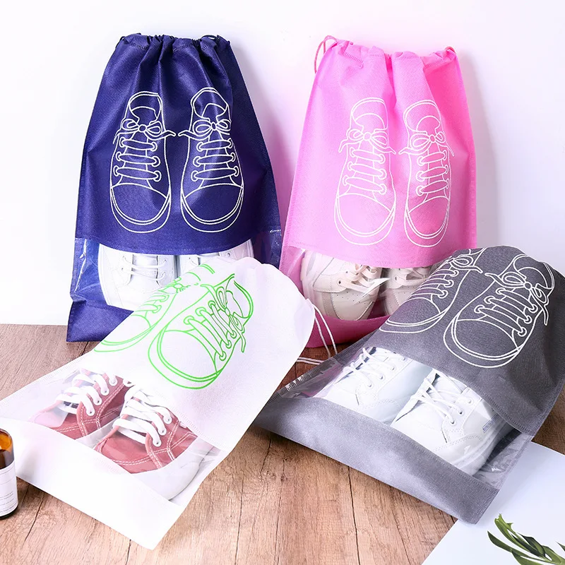 High Quality Travel Shoe Storage bag smell proof bag for shoes non woven fabric drawstring dust bag for shoe clothes cosmetics.