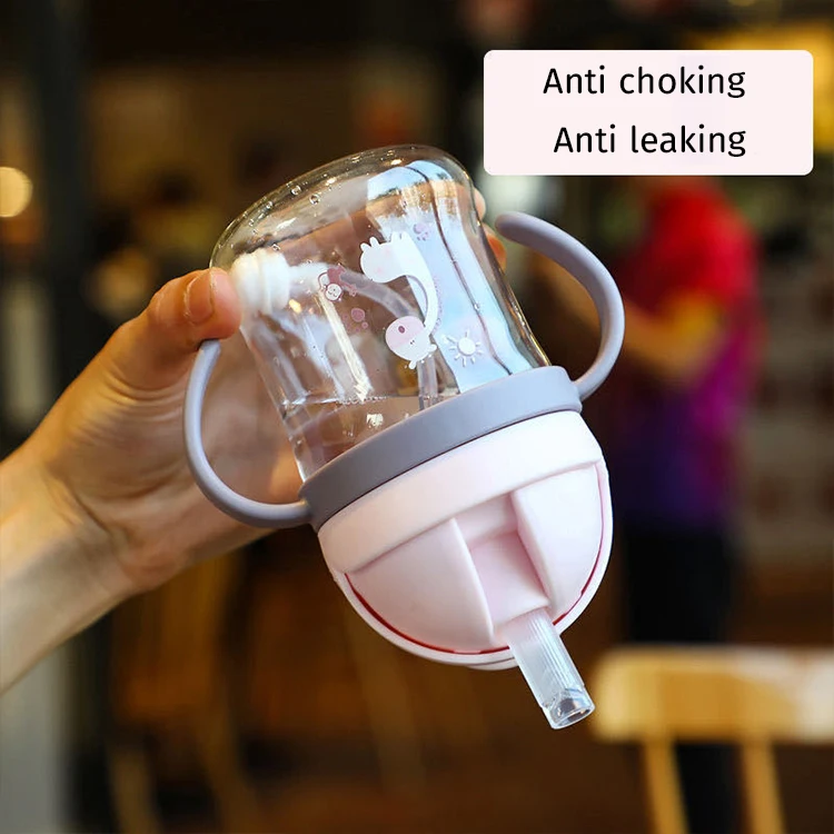 Hot baby drinking training sippy water bottle products bpa free plastic pp silicone babys water bottle wtih straw