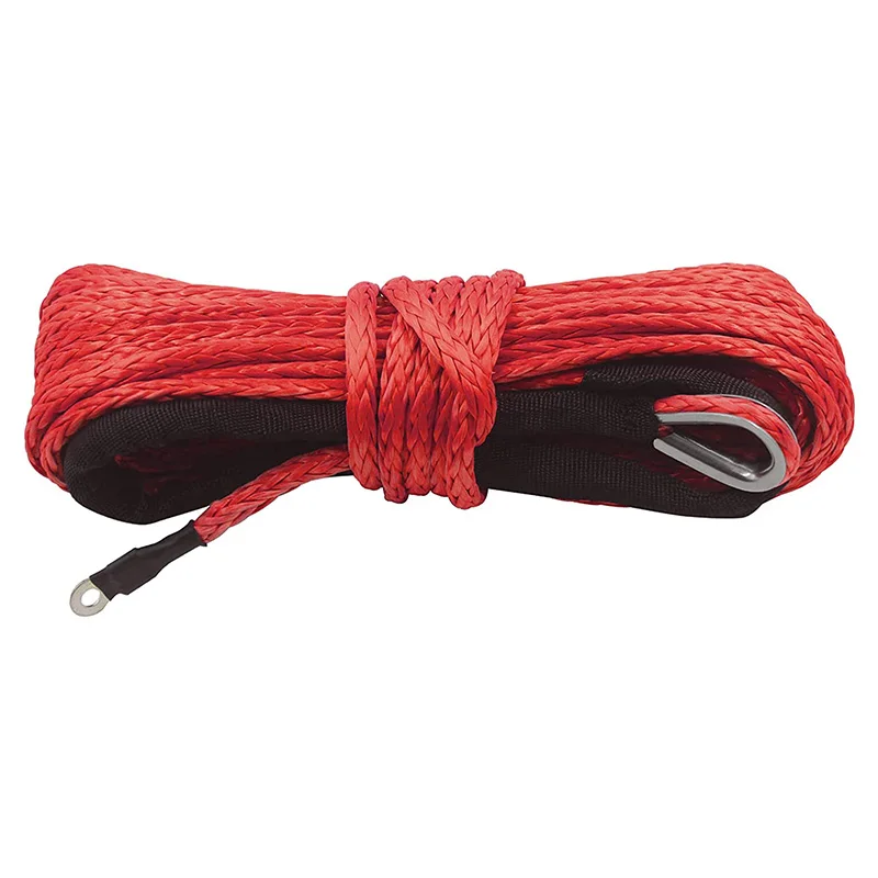 Winch Synthetic Rope 1/4 with Protective Sleeve Perfect Replacement for Steel Cable Winch Line Cable Rope with Metal Thimble