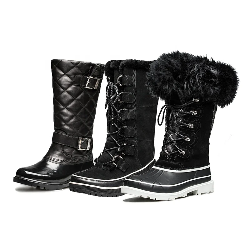 Female Snow Boots Winter Boots women flat waterproof Black White plus size snow boots rubber for women