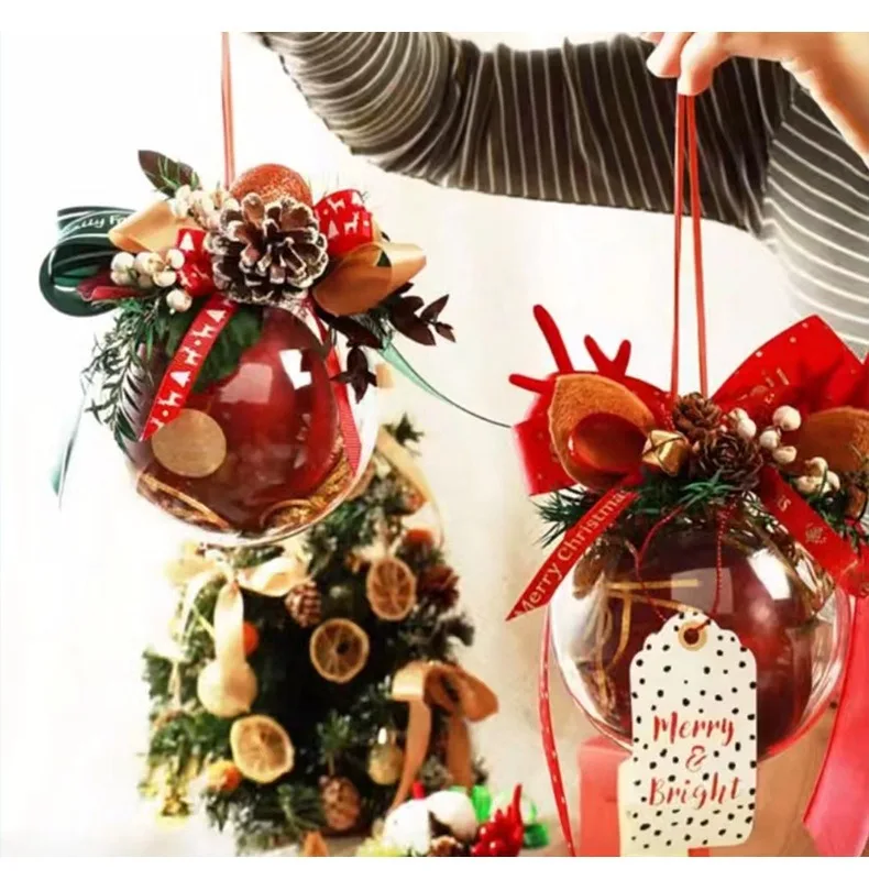 4,5,6,7,8,9,10,12,14,16 20CM Cheap Good Price Round Clear Openable Hollow Transparent PS Acrylic Plastic Christmas Ball
