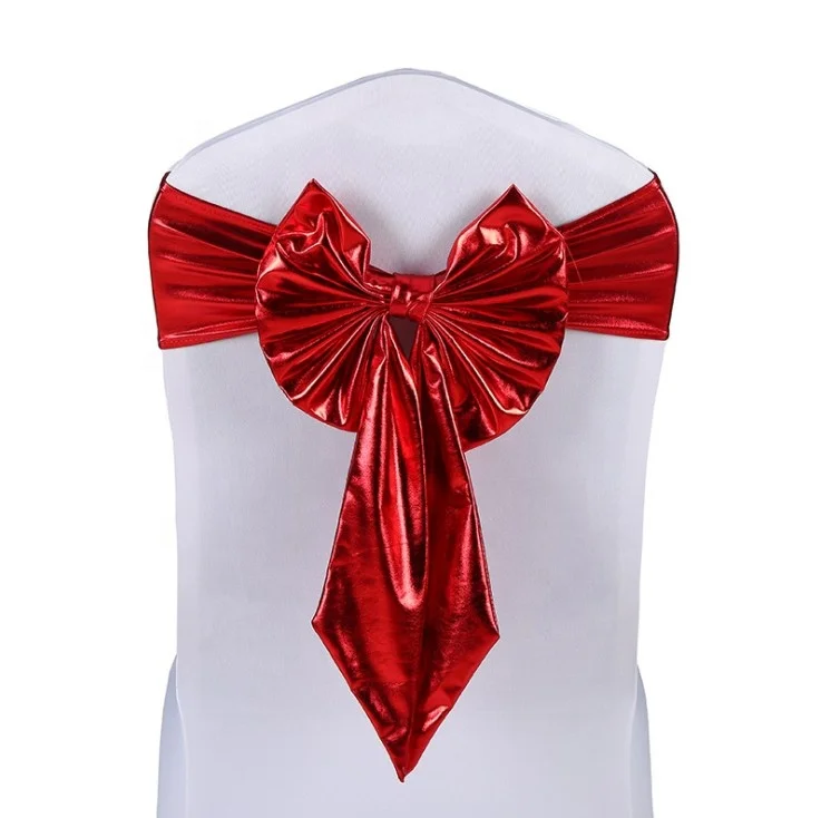 Shiny Decorative Party Metallic Spandex Chair Sashes for Wedding