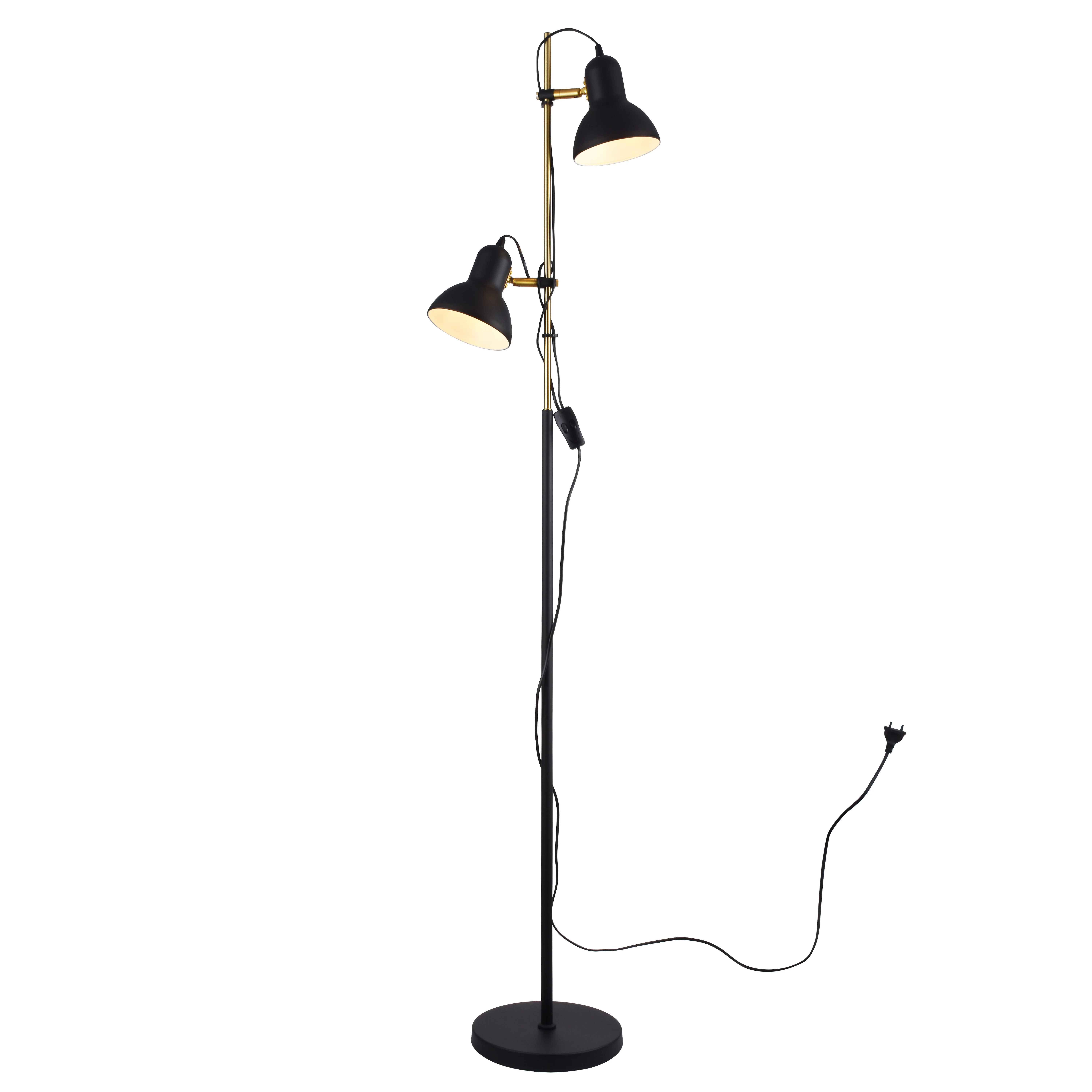 Industrial Floor Lamp with 2 Heads Sturdy Base Tall Vintage Pole Light Great for Farmhouse Rustic Home Bedroom Office