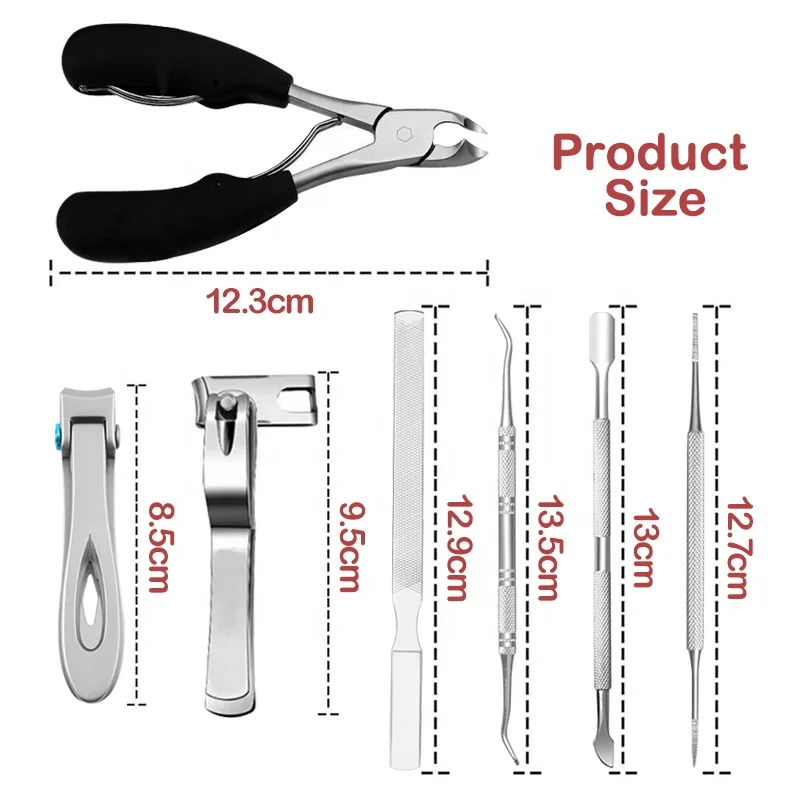 New Professional SPA Manicure Nail Care Tools Set 7pcs Leather Case Portable Manicure Pedicure kit