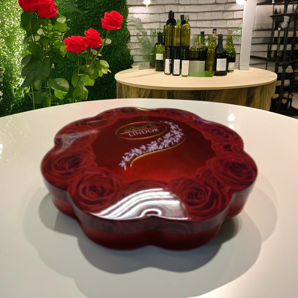 Flower-Shaped Tinplate Box with Red Rose Pattern - Elegant Food Packaging for Decorative Gifting