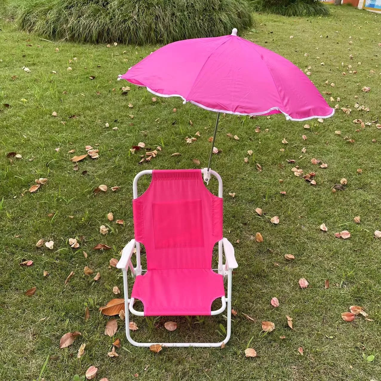 Customized Logo and Color Wholesale Beach Chairs and Umbrellas Outdoor Furniture Beach Camping Use for Children Metal Steel 15mm