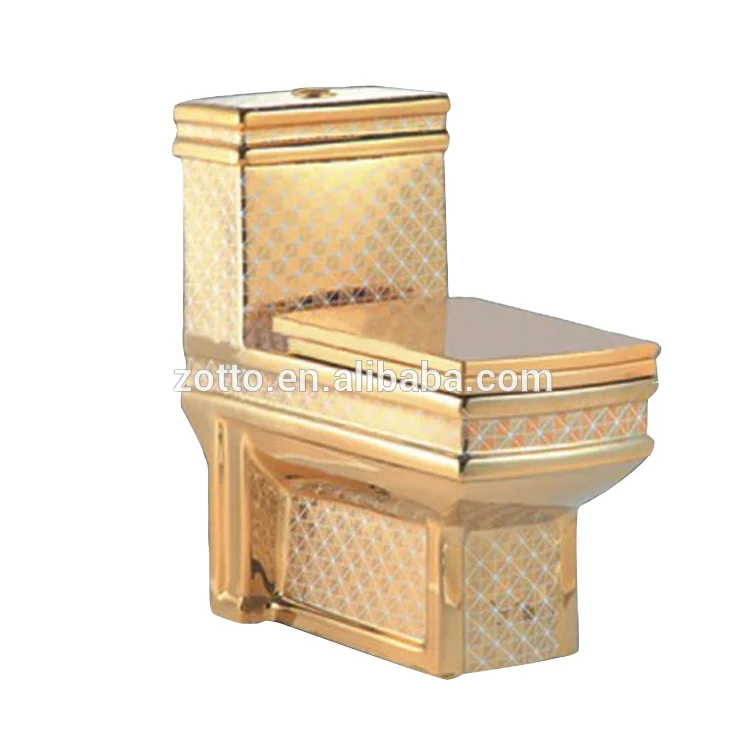Brand Square Ceramic Luxury Sanitary Ware Golden Color WC Gold Plated Elegant Style Toilet Closetool P-trap S-trap Toilet