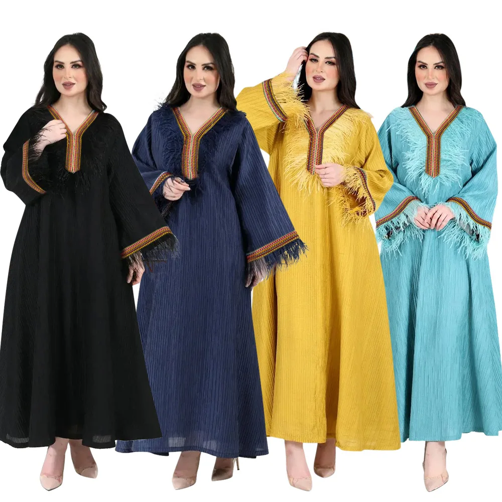 2022 Hot Sale Muslim Dress Women Arabic Islamic Plus Size Middle East Plain Long Abaya Ramadan Prayer Dress