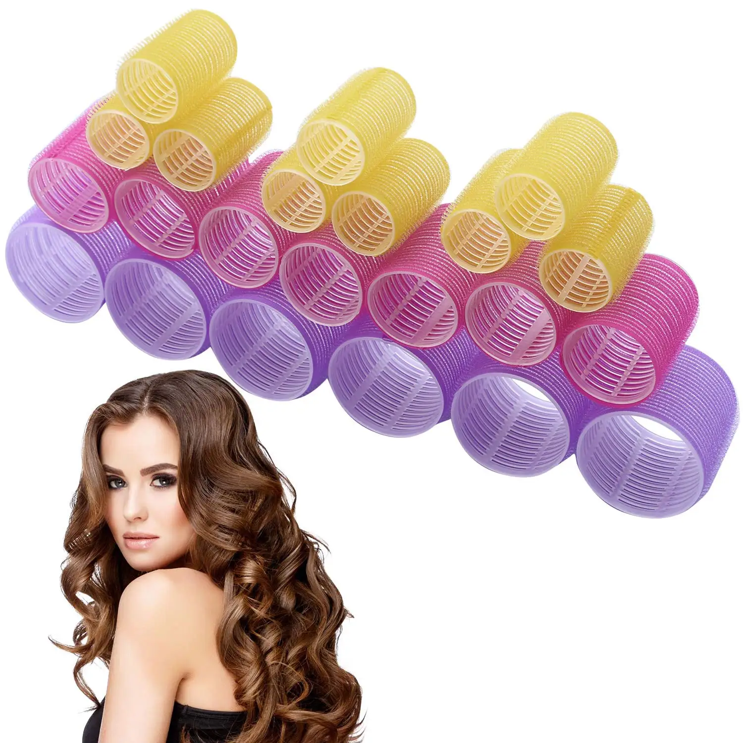Customize Size Hairdressing Diy Tools 3 Sizes Self Grip Holding Hair Roller Set 9pcs Plastic Big Hair Rollers