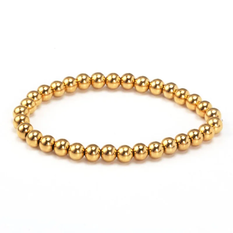 Wholesale Lucky 14k Gold Filled brassBeads Beaded Stackable Bracelets Beaded Stretch Bracelet Minimalist