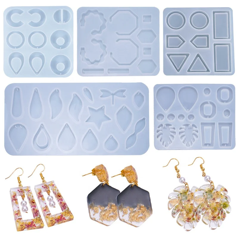 DM382 Handmade Eardrop Necklace Casting Mold Epoxy Resin Earring Pendant Silicone Mould Jewelry Making