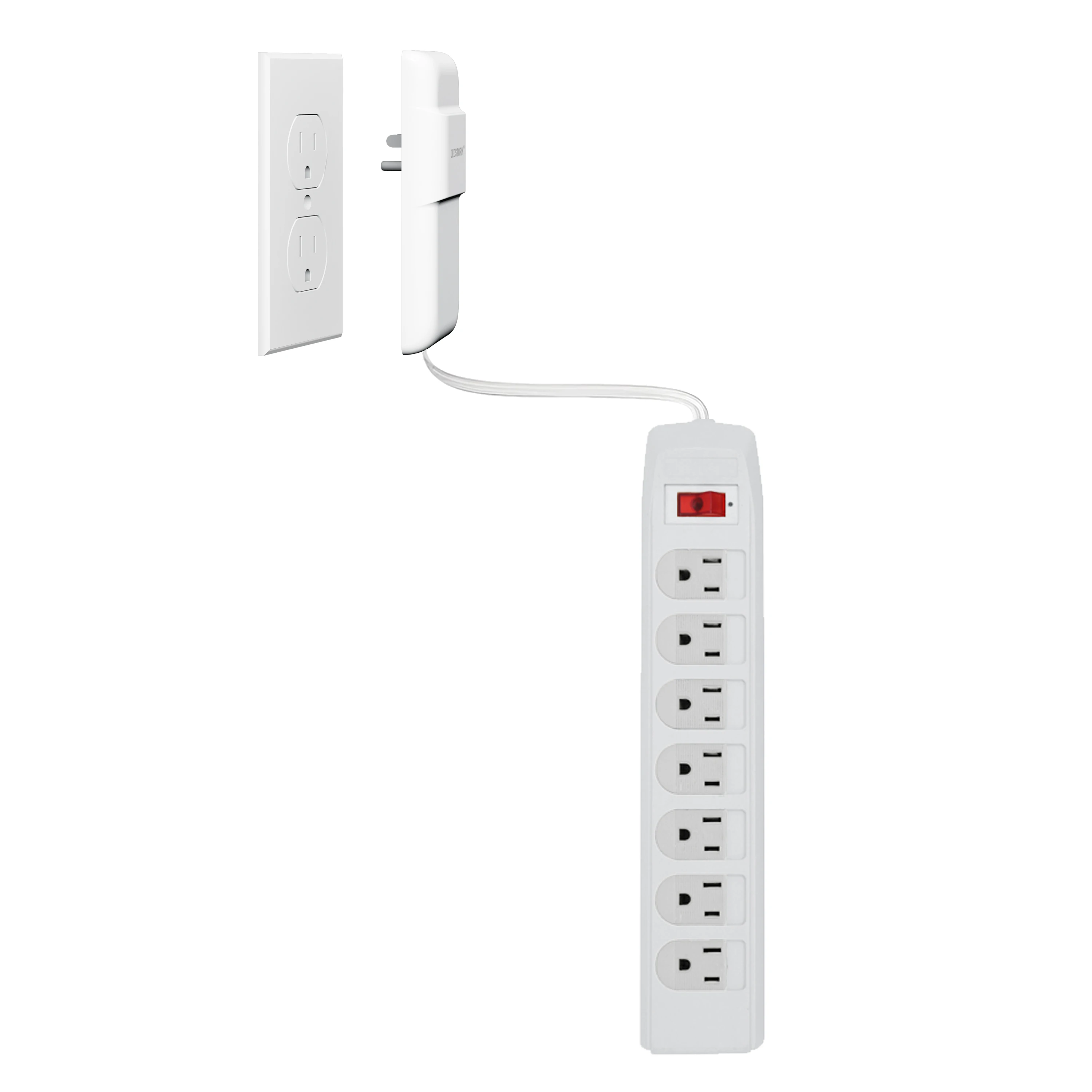 Ultra-Thin Electrical Outlet Cover Extension Cord US Flat Wall Plug Socket Child Protection Power Strip With 7 Outlet And Switch