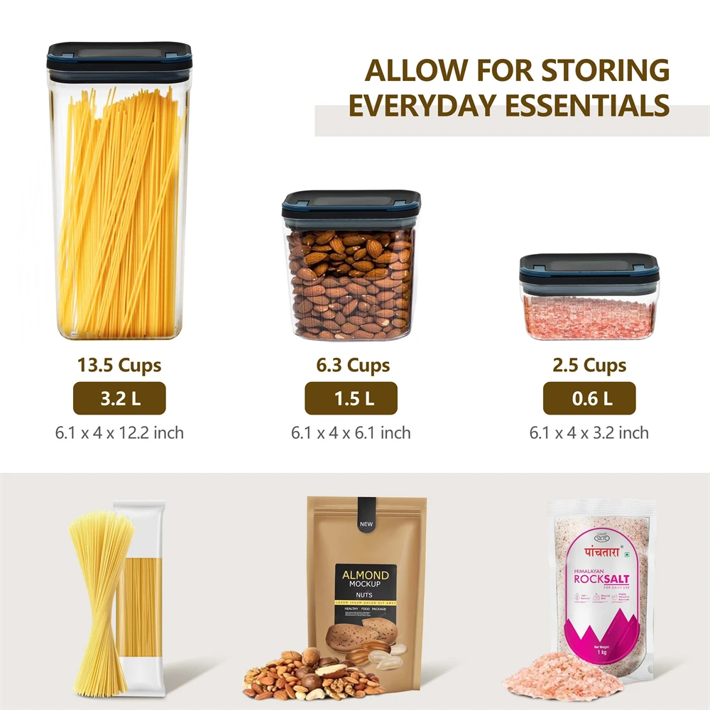 LINK LIFE 108oz 50oz 20oz BPA Free Dispenser Plastic Cereal Storage Containers Airtight Large Dry Food Storage Containers