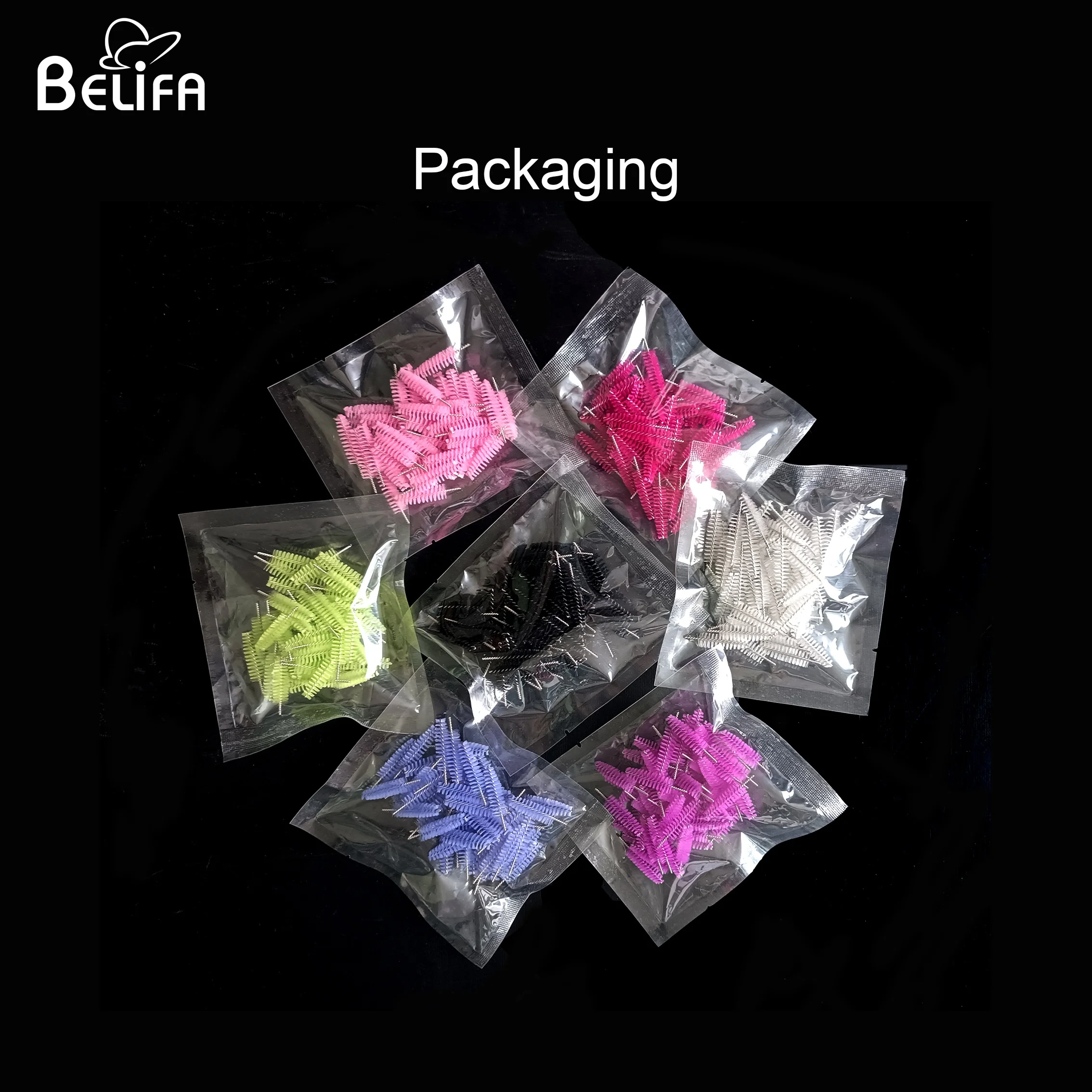 Belifa replaceable disposable mascara  brush head metal handle reusable eyebrow spoolie brush lash extension eyelash brush