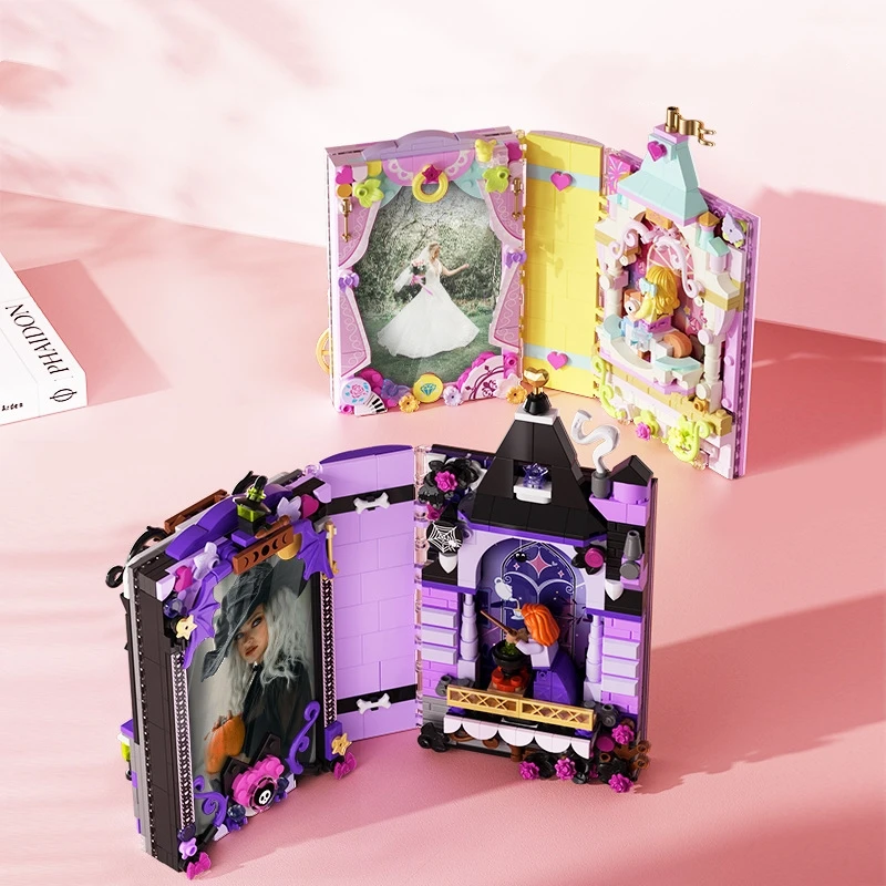 JK8250-8251 Fairy tale photo frame book magic castle creative block small particles building block toys for girls gift