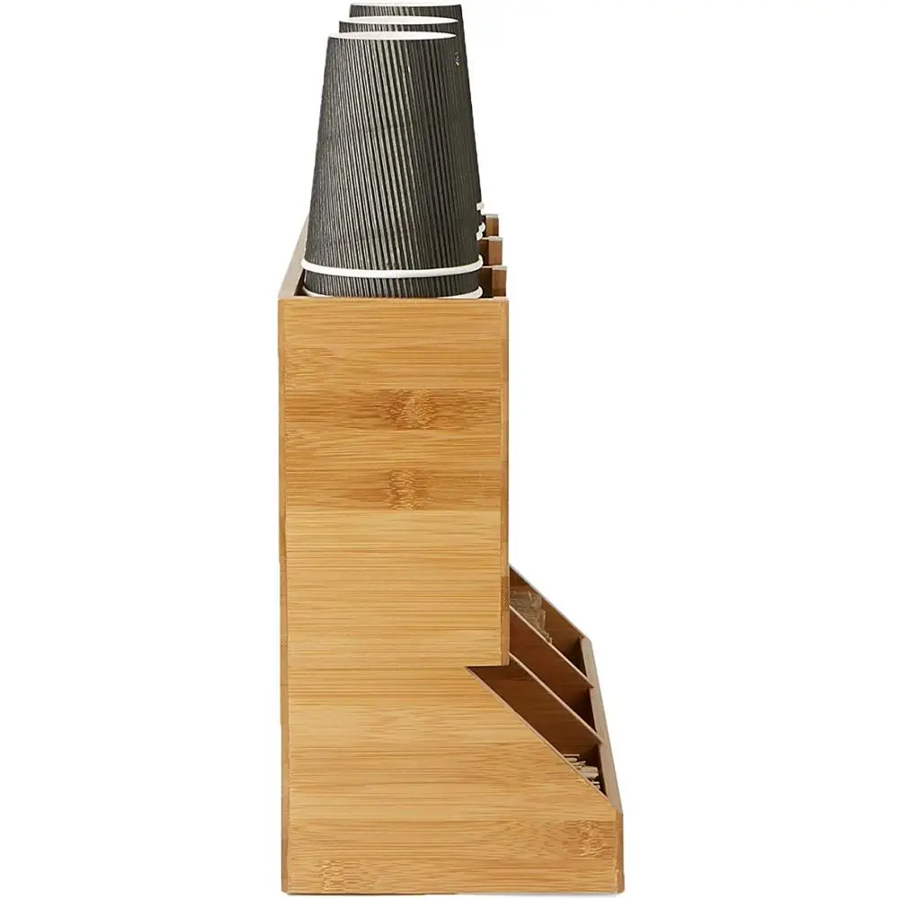 Kitchen Bamboo Coffee Cup Holder Restaurant 4-Cup Paper Holder