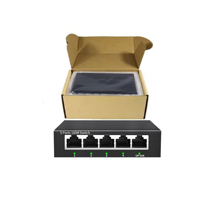 Fiber Optic Ethernet Unmanaged Network Switch Gigabit Switch 5 Port