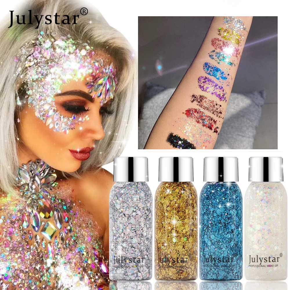 Нетоксичные жидкие тени для век Julystar 30 мл водостойкие блестящие лазерные блестки косметика блеск лица тела