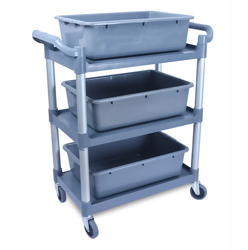 Dontalen Factory Prices Hotel Restaurant Kitchen Equipment 3 Tier Plastic Service Cart Food Trolley