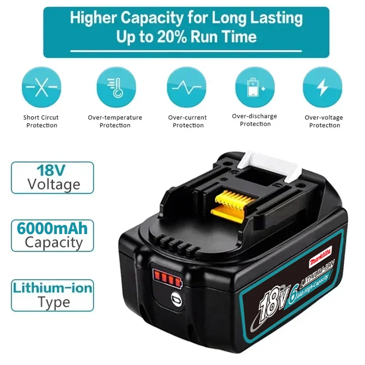 Более Высокая емкость для литий-ионной батареи Makita 18 В 5.0Ah bl1850b