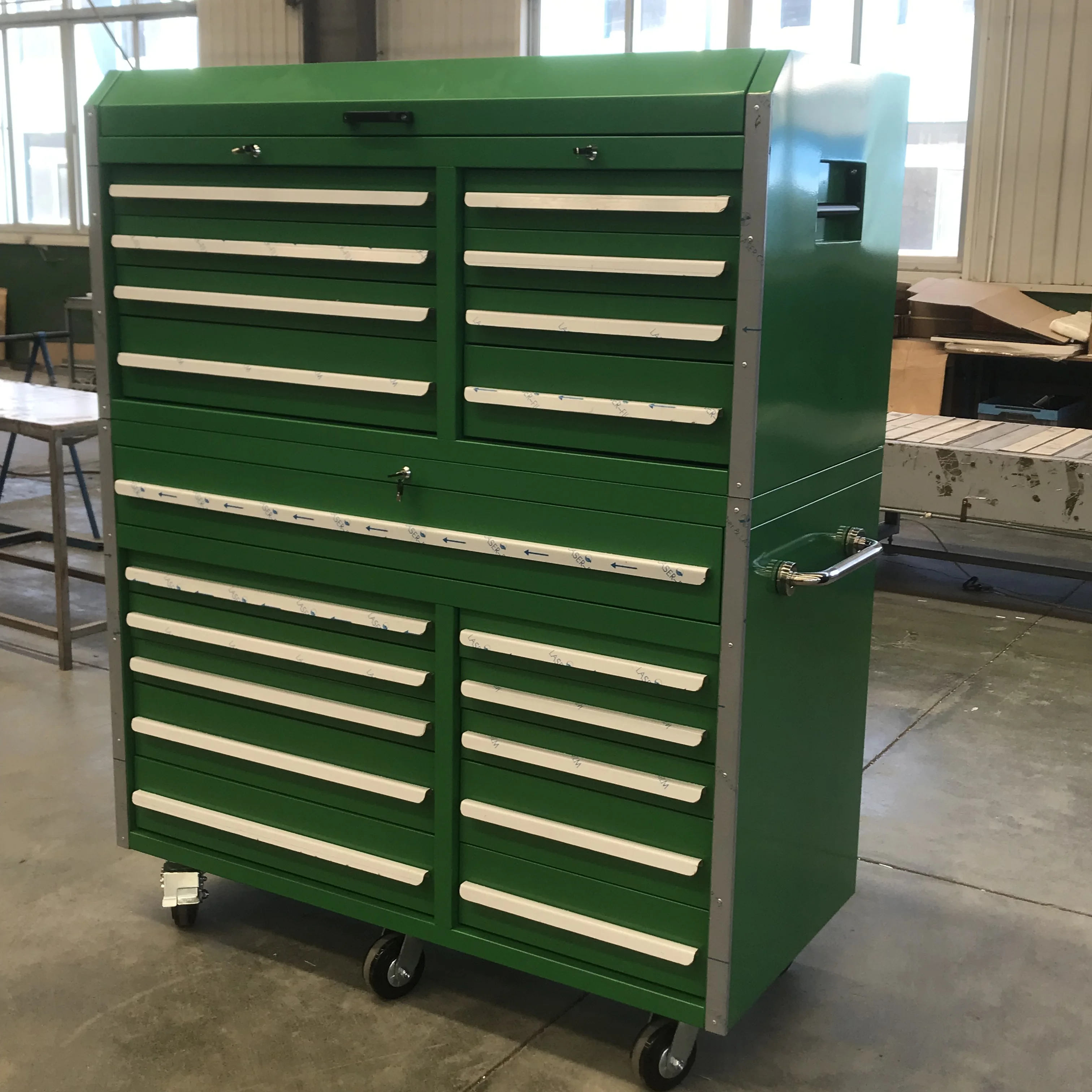 Green Coated 56 inch Heavy Duty Steel Tool Chest/Tool Box/Tool Cabinet for Garage Workshop Toolsbox Trolley