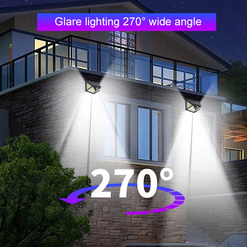100LED Outdoor Solar Lights Motion Sensor Light Super Bright Wide Angle Wireless Waterproof IP65 Wall Lights