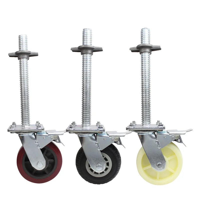Heavy Duty Scaffolding Caster Wheel Jack Base With Dual Locking Swivel Scaffolding Wheels With Brake