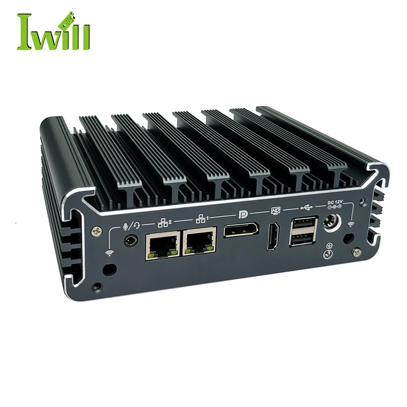 Fanless embedded mini pc Iwill N3122 i5 7360U Dual core 2*2.5G LAN Linux mini pc with 1*SIM slot 6*USB