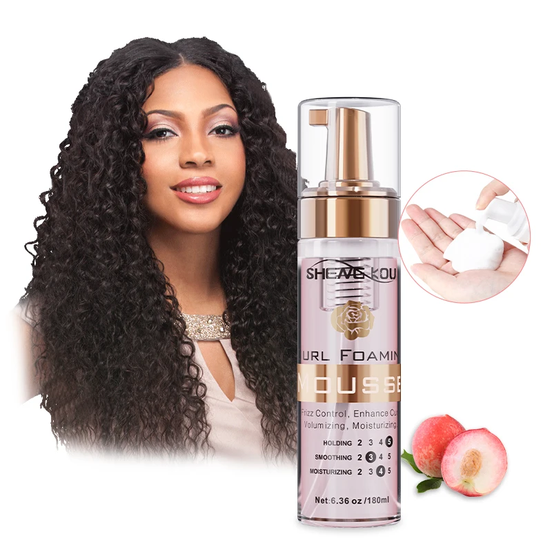 OEM custom logo free sample frizz control vegan moisturizing hair curl mousse foam for hair styling