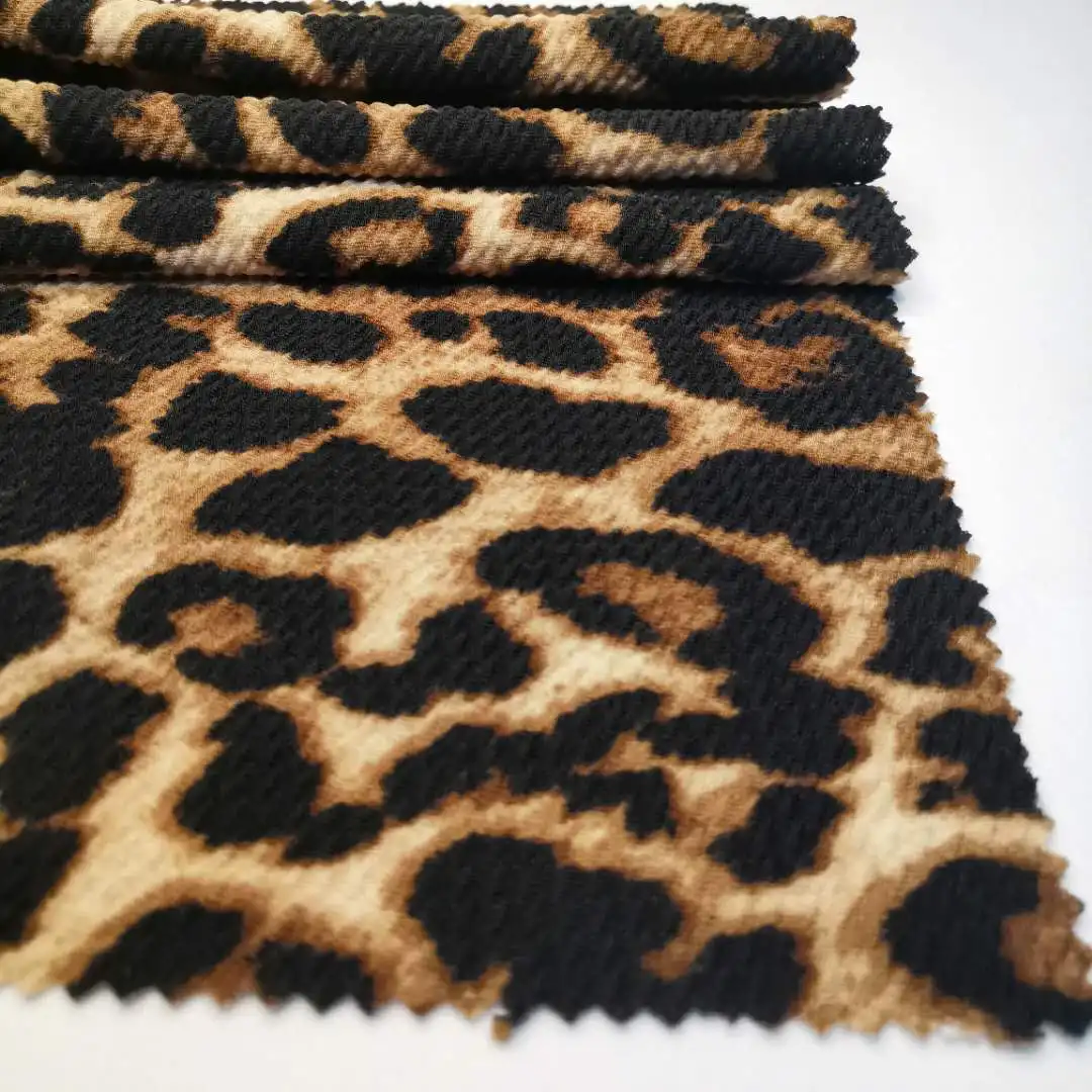 Hot Sale Polyester Spandex Stretch Bubble Rice Bullet  Knitted Jacquard print Fabric for Women Dress