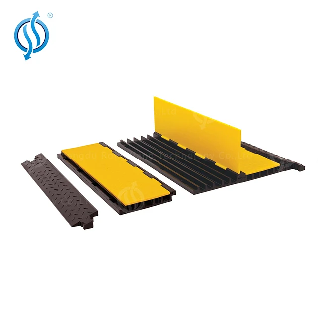 Durable Outdoor Rubber Cable Protector 5-Channel Yellow Jacket Stage Safety Cover for Speed Bumps