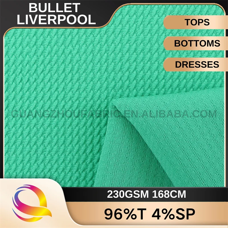 230G Wholesale  Waterproof Knit Polyester Spandex Bullet Liverpool Seersucker Twill Fabric  For Sportwear