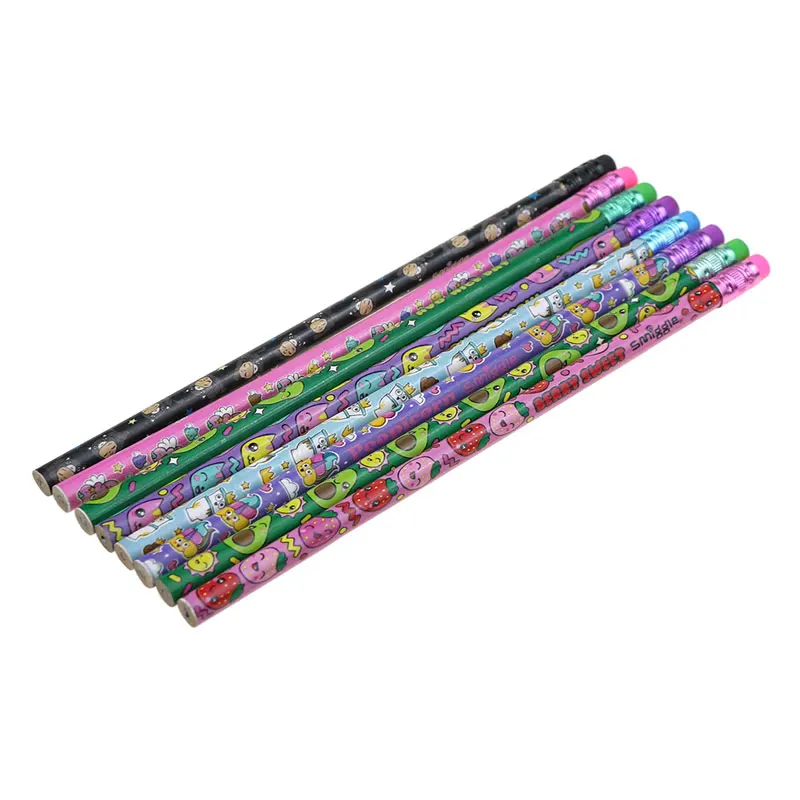 BECOL Wholesale Colorful Fruit Scented School Pencils Customized Wooden Standard HB Pencils with Eraser for Students