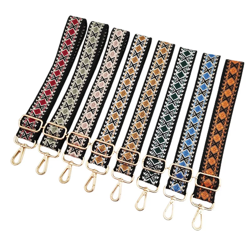 2024 Support mixed wholesale Check Jacquard Ethnic Style Shoulder Bag Strap Crossbody Strap Accessories Adjustable Strap