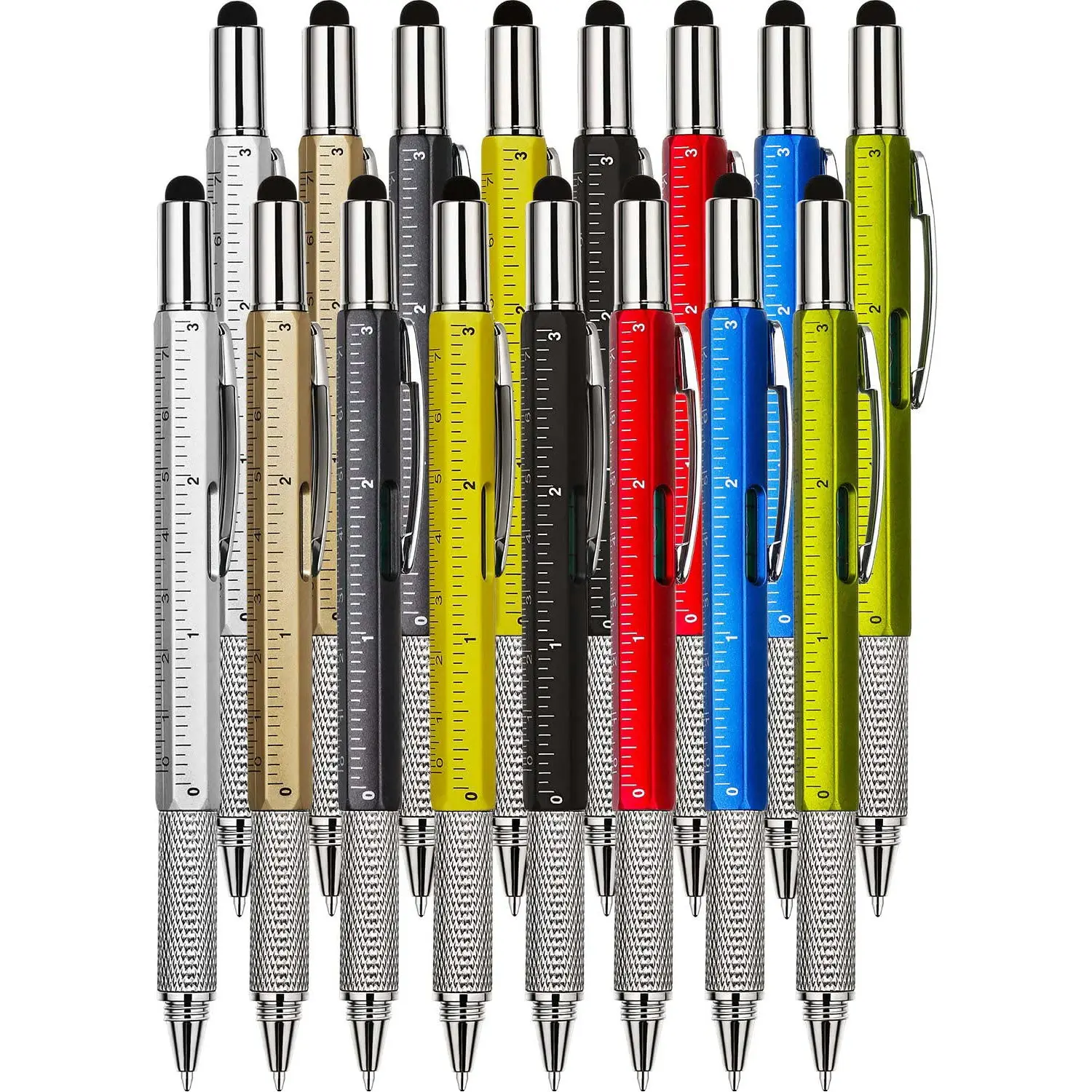 7 in 1 Tool pen with  Stylus Ballpoint Ruler Screwdriver Multi function Level