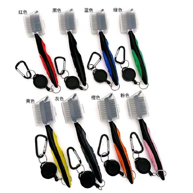 1pc MOQ golf cleaning brush club cleaner tool brush with spike and clip 8 colors in stock for sale
