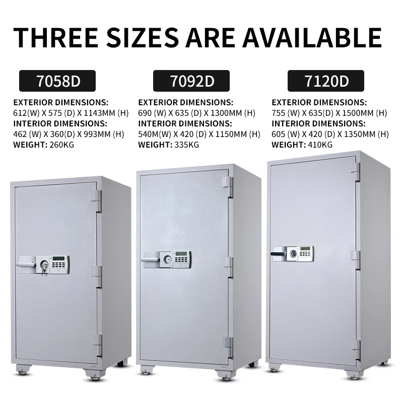 7120D Large Fireproof Safe For Money Business Metal Safe Box With Codel Lock and Double Keys