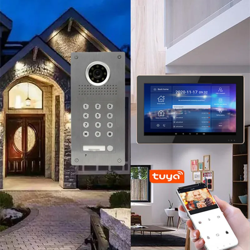 High quality 10 inch touch screen ip video intercom system 1.0Mega Pixel CMOS camera doorbell with password unlock function