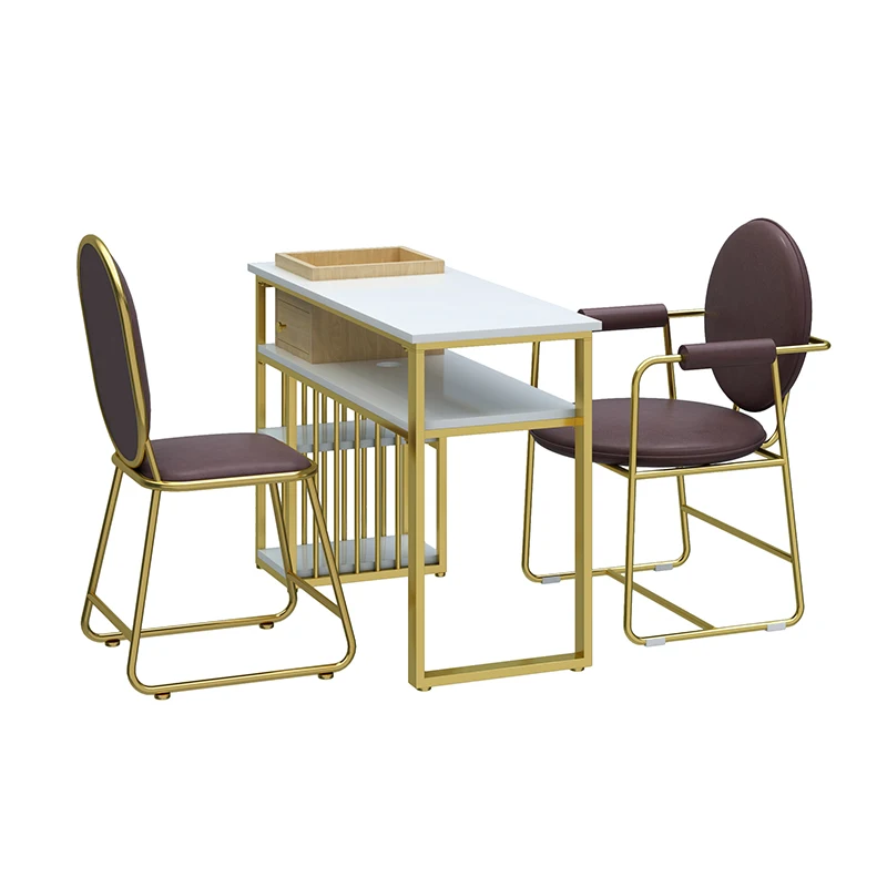 Japanese double deck multi function table and chair set with drawer and socket